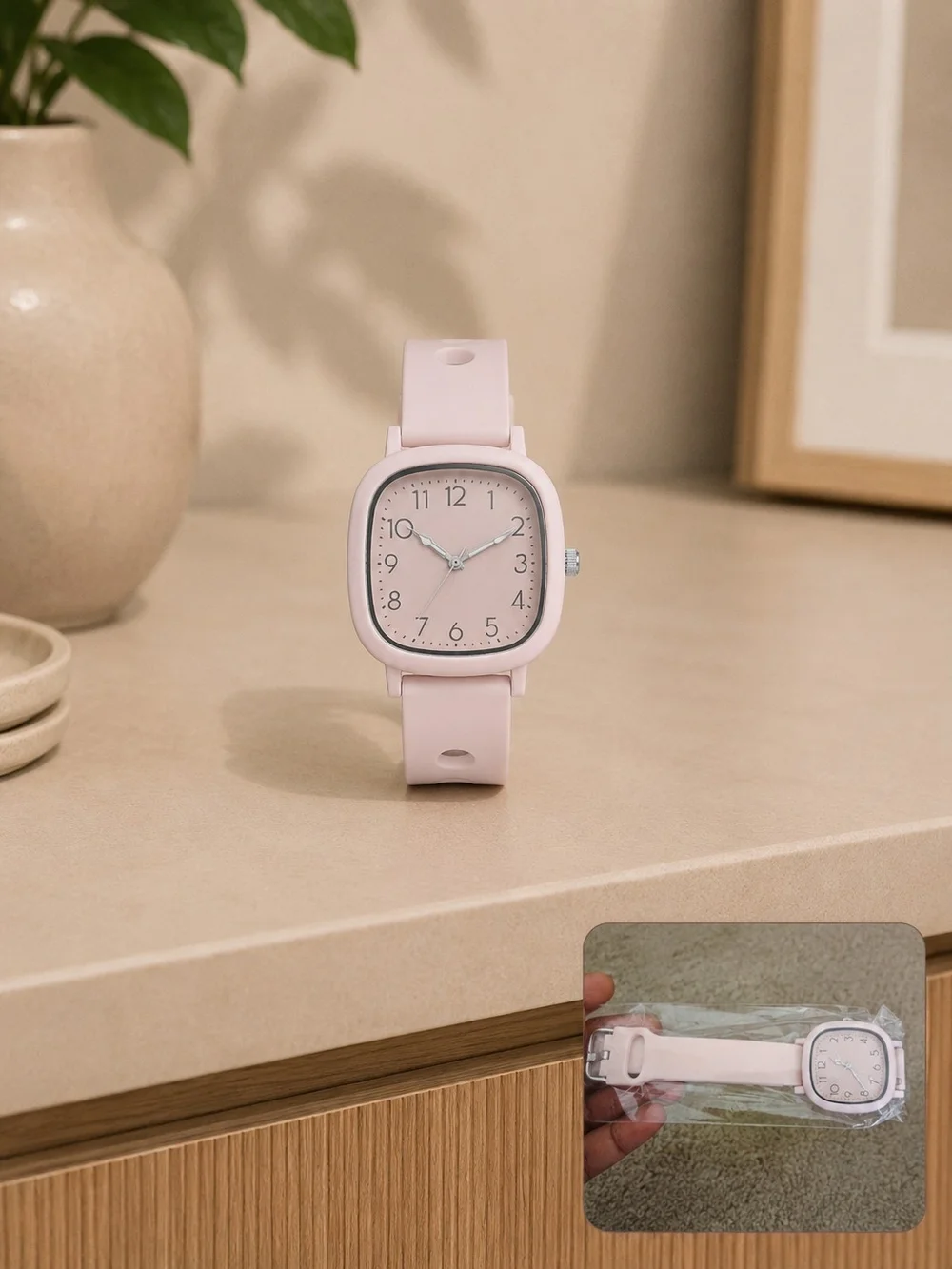 Blue Silicone Square Watch - Unbranded